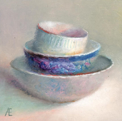 Anneke Elhorst, Gestapeld, 295 euro, Olieverf op paneel zonder lijst, 15x15x3 cm