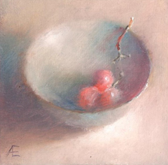 Anneke Elhorst, Bakje druiven, 195 euro, Olieverf op paneel zonder lijst, 10x10x3 cm
