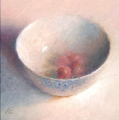 Anneke Elhorst, Rode druiven, 295 euro, Olieverf op paneel zonder lijst, 15x15x3 cm