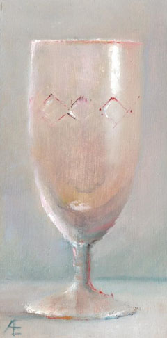 Anneke Elhorst, Glaasje 8, 220 euro, Olieverf op paneel zonder lijst, 15x7x3,5 cm