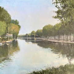 Niels de Groot, De Vecht bij Weesp, 850 euro, Olieverf op doek in houten baklijst, 50x50 cm