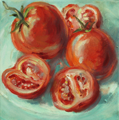Florentine Haak, Tomaten, Olieverf op doek, 20x20 cm, €.150,-