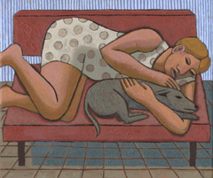 Aline Jansma, Een Hondenleven, Olieverf op paneel, 19x22 cm, €.250,-