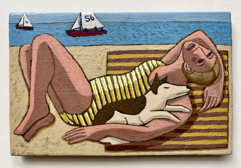 Aline Jansma, Strand Zierikzee, 225 euro, Olieverf op paneel in witte baklijst, 14,5x22 cm