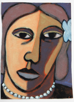 Aline Jansma, Portret Gudrun, 225 euro, Olieverf in goudgeverfde vintage lijst, 14,5x20 cm