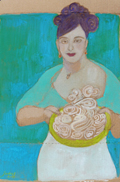 Elisabeth Jonkers, Pasta, Olieverf op karton (zonder lijst), 35x30 cm, €.125,-