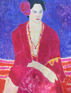 Elisabeth Jonkers, Lady in pink, Olieverf op doek in lijst, 60x50 cm, €.1500,-