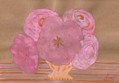 Elisabeth Jonkers, Flowers 1, 175 euro, Gemengde techniek op papier in houten lijst, 21x30 cm