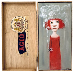 Koos ten Kate, Jill, olieverf op paneel, 28x12 cm, €.150,-