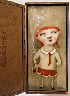 Koos ten Kate, Rozie, 195 euro, Olieverf op paneel in sigarendoos, 24x11x7 cm