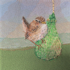 Nicole Ladrak, Winterkoninkje 1410, 100 euro, Textiel 15x15 cm