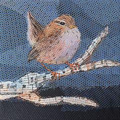 Nicole Ladrak, Winterkoninkje 1416, 85 euro, Textiel, 12x12 cm