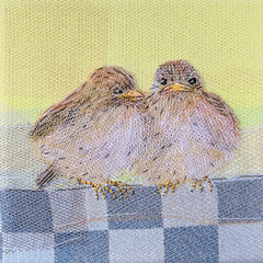 Nicole Ladrak, Musjes, 100 euro, Textiel zonder lijst, 15x15 cm