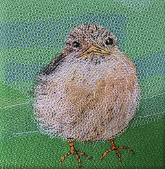 Nicole Ladrak, Musje groen 1464, 75 euro, Textiel zonder lijst, 10x10 cm