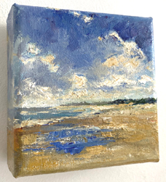 Ineke Mahieu, Dutch Beach 2, Olieverf op doek, 10x10x4 cm, €.95,-