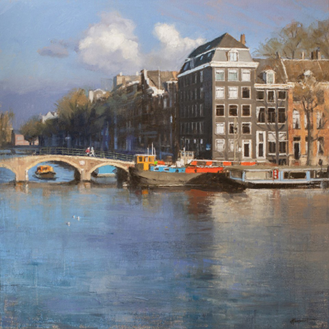 Richard van Mensvoort, Amstel Amsterdam, 4250 euro, Olieverf op doek in houten baklijst, 100x100 cm