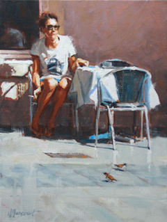 Richard van Mensvoort, Pauze, 1250 euro, Olieverf op doek in baklijst, 40x30 cm