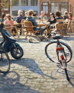 Richard van Mensvoort, Terras, 1450 euro, Olieverf op doek in baklijst, 50x40 cm