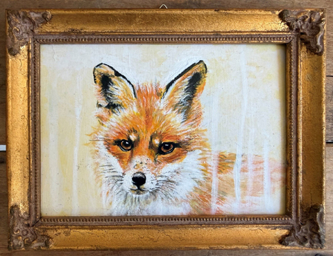 Liesbet Milort, Vos, 185 euro, Gemengde techniek in vintage lijstje, 21x16 cm