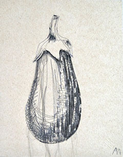 Annelies Morris, Aubergine, 135 euro, Gemengde techniek met draad en papier zonder lijst, 32x25 cm