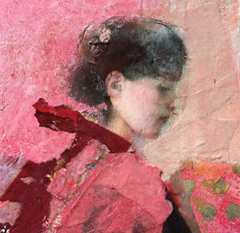 Veronique Paquereau, Rose, Mixed media on canvas, 10x10 cm, €.90,-