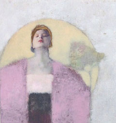 Veronique Paquereau, Pink Lady, Gemengde techniek op doek, 50x50x4 cm, €.450,-