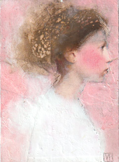 Veronqiue Paquereau, Pink, 80 euro, Mixed Media on wood, 9x13x0,5 cm