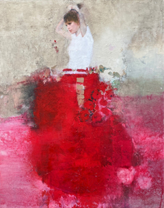 Veronique Paquereau, Sweet Lady, Gemengde techniek op doek (zonder lijst), 91x73 cm, €.980,-