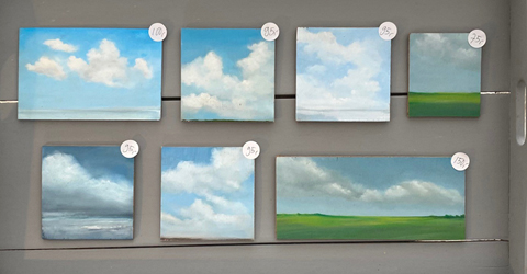Marcel van Pinxteren, Kleine landschapjes en zeegezichtjes, vanaf 75 euro tot 150 euro, Olieverf op paneel zonder lijst, 10x10 cm/10x20 cm
