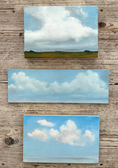 Marcel van Pinxteren, vijf Wolken allemaal 125 euro, Olieverf op paneel zonder lijst, diverse formaten