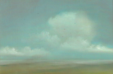 Marcel van Pinxteren, Wolk en land 2,  175 euro, Olieverf op paneel zonder lijst, 13x19 cm