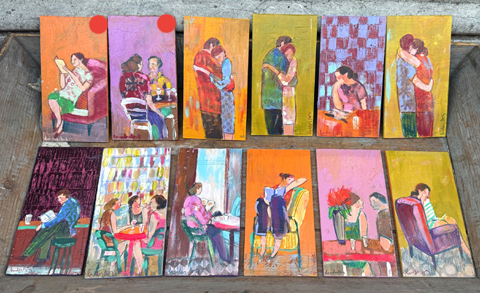 Lourdes Ral, Mini series, 90 euro, Acrylic on wood without frame, 17x9 cm