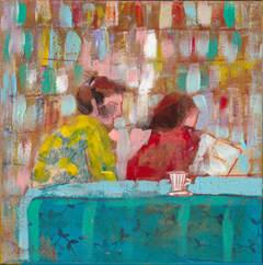 Lourdes Ral, 2. Readers together, 200 euro, Acrylic on wood no frame, 20x20x3 cm