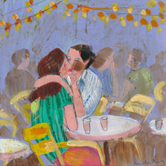 Lourdes Ral, A table for two, 180 euro, Acrylic on wood no frame, 20x20x2 cm