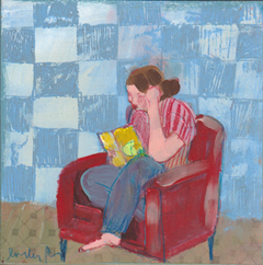Lourdes Ral, Afternoon light reading, 200 euro, Acrylic on wood no frame, 20x20x3,5 cm