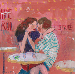 Lourdes Ral, Aperol Spritz, 180 euro, Acrylic on wood no frame, 20x20x2 cm