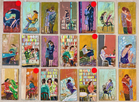 Lourdes Ral, Mini series, 90 euro, Acrylic on wood without frame, 17x9 cm