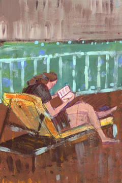 Lourdes Ral, Amor Towle's last book, 220 euro, Acrylic on wood without frame, 20x30 cm