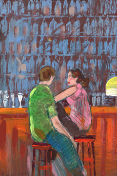 Lourdes Ral, Sometimes in Bologna two lovers, 220 euro, Acrylic on wood without frame, 20x30 cm