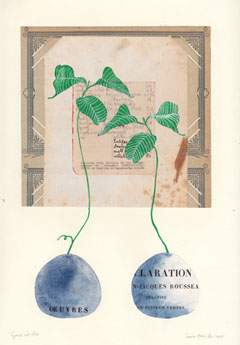 Tamar Rubinstein, Goud uit Stroo, Collage op papier in blankhouten lijst, 33x27 cm, €.175,-
