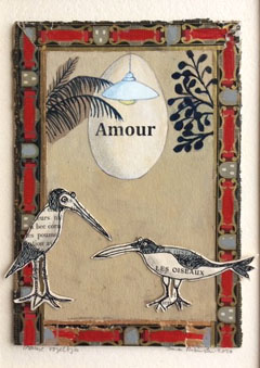 Tamar Rubinstein, Franse vogeltjes, Gemengde techniek, 21x27 cm, €.165,-