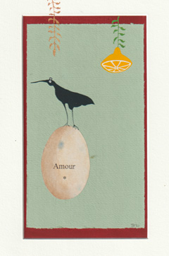 Tamar Rubinstein, Amour 5, Gemengde techniek/collage op papier in houten lijst, 23x17 cm, 150,-