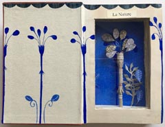 Tamar Rubinstein, La Nature en Blue, 165 euro, Gemengde techniek in oud boek, 18x24 cm.