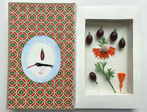 Tamar Rubinstein, De Wonderlijke natuur, 185 euro, Gemengde techniek in vintage boek, 23x29x3 cm