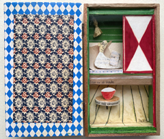 Tamar Rubinstein, Lezen in de bedstee, 165 euro, Gemengde techniek in sigarendoosje, 15x17x3