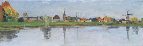 Anne Jitske Salverda, Ruitme voor de rivier, Olieverf op doek, 20x60 cm, €.395,-