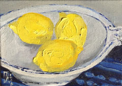 AnneJitske Salverda, Geel en Blauw, 195 euro Olieverf op doek zonder lijst, 12x18 cm