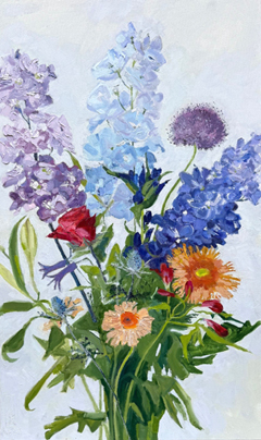 Anne Jitske Salverda, Groot boeket, 1250 euro, Olieverf op doek zonder lijst, 100x60 cm