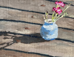 Anne Jitske Salverda, Harde schaduw van de nazomer, 195 euro, Olieverf op paneel zonder lijst, 18x24 cm