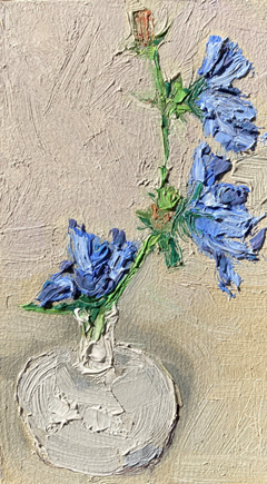 Anne Jitske Salverda, Chichorei, 135 euro, Olieverf op paneel zonder lijst, 15x8 cm